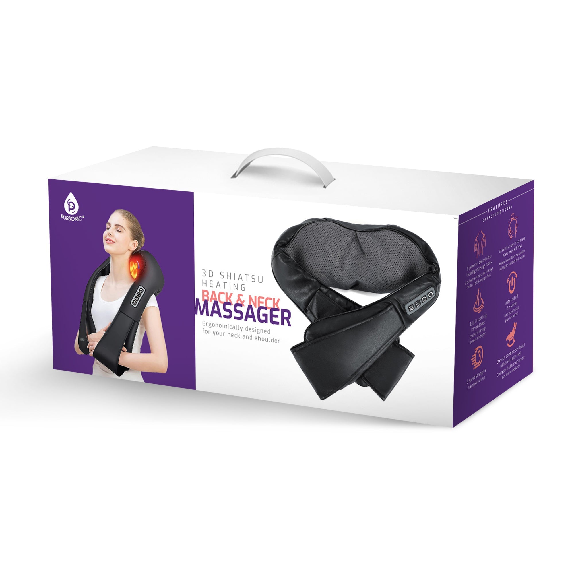 Pursonic 3D shiatsu back and neck massager with ergonomic arm straps and breathable mesh fabric — view 5