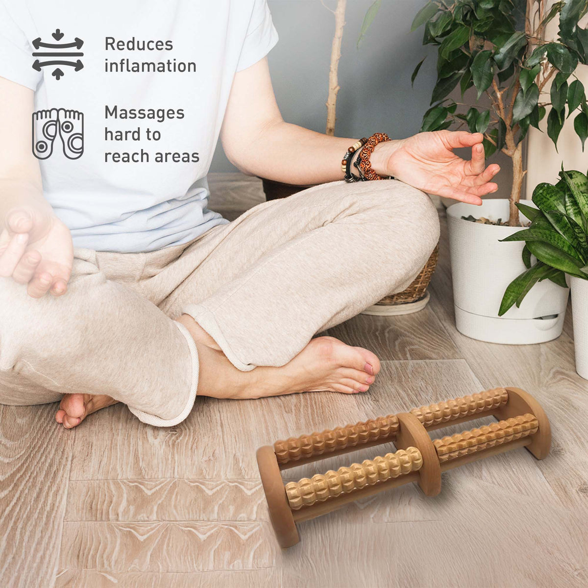 Pursonic Relaxation Gift Bundle: Palm Shaped Massage Glove, Wooden Foot Massager, and Fractionated Coconut Oil-3