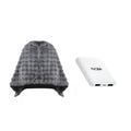 Plush heated poncho shawl in soft faux fur with compact 5000mAh power bank.