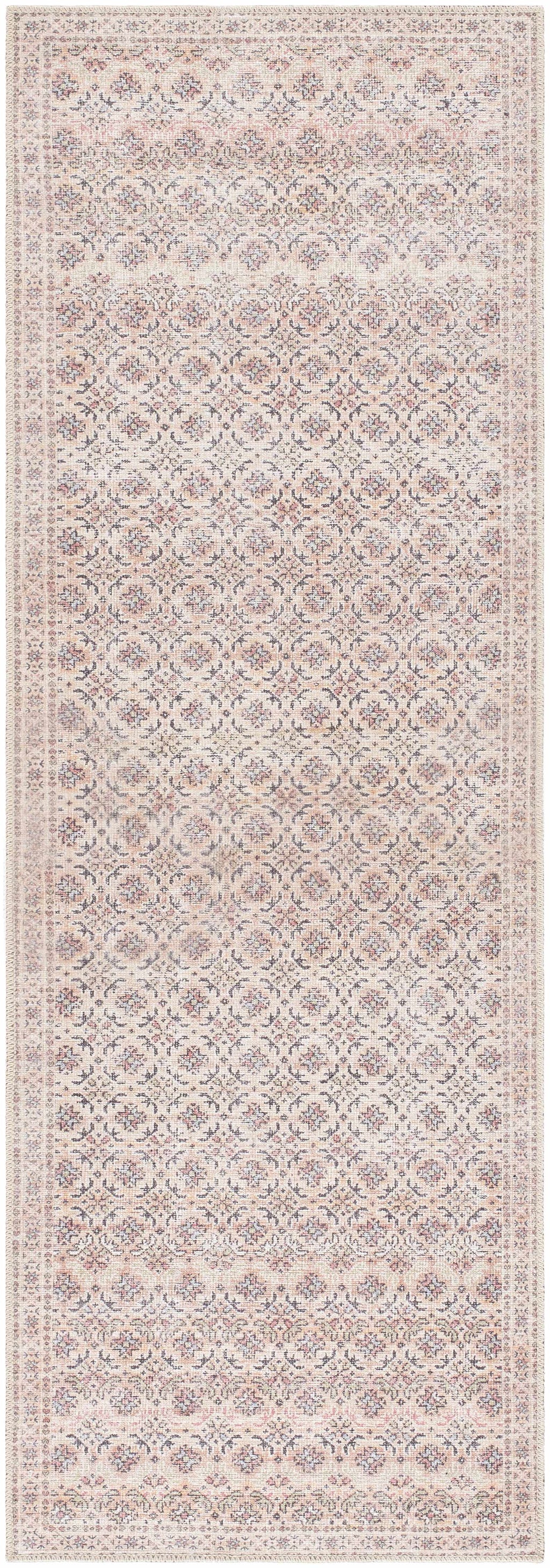 Azalee washable runner rug in beige and rust traditional oriental pattern on a wooden floor — view 3