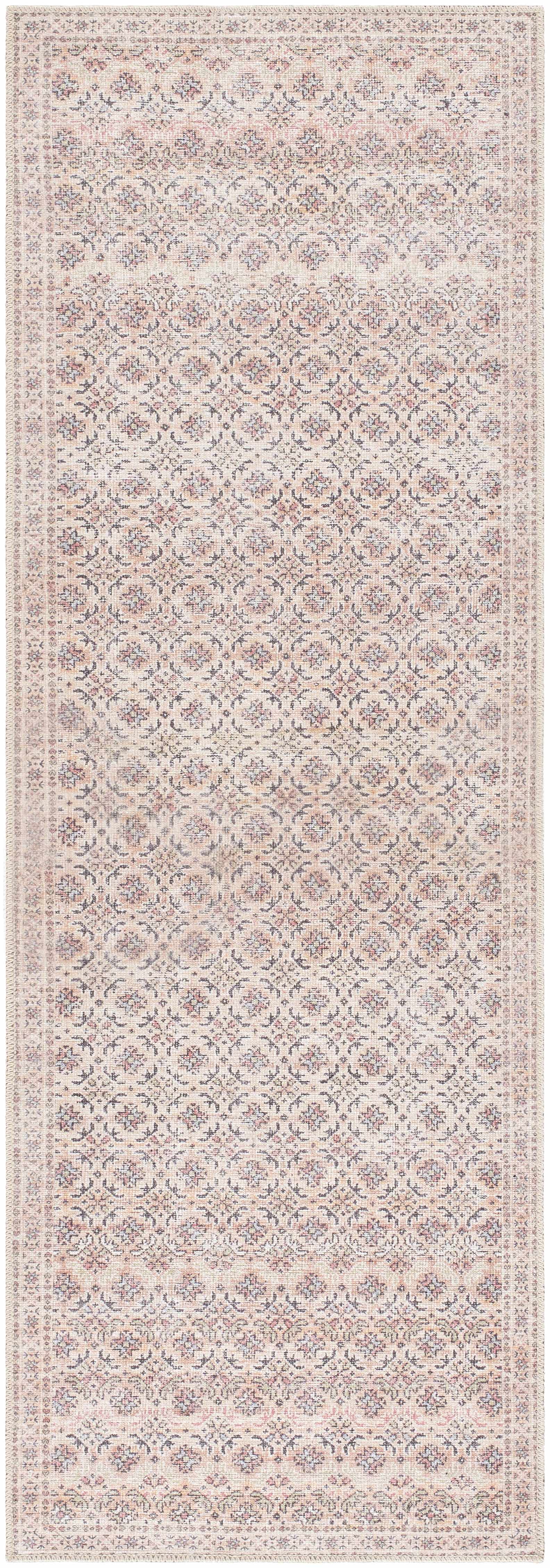 Azalee washable runner rug in beige and rust traditional oriental pattern on a wooden floor — view 3