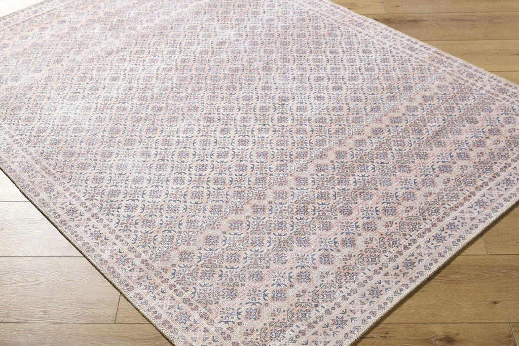 Azalee washable runner rug in beige and rust traditional oriental pattern on a wooden floor — view 4