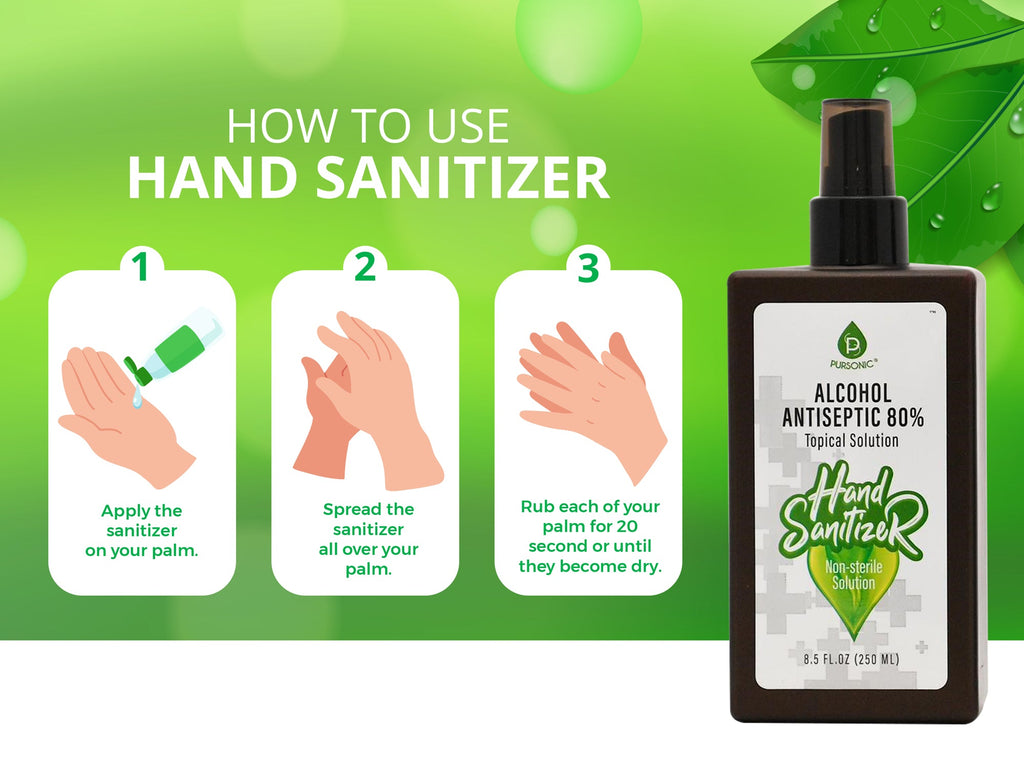 Pursonic moisturizing hand sanitizer 80 percent alcohol in 8oz pump bottle for daily hygiene — view 4