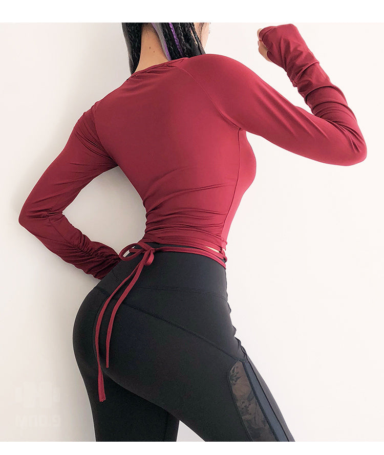 Women's camouflage long sleeve crop top for yoga and fitness in breathable quick-dry fabric — view 5