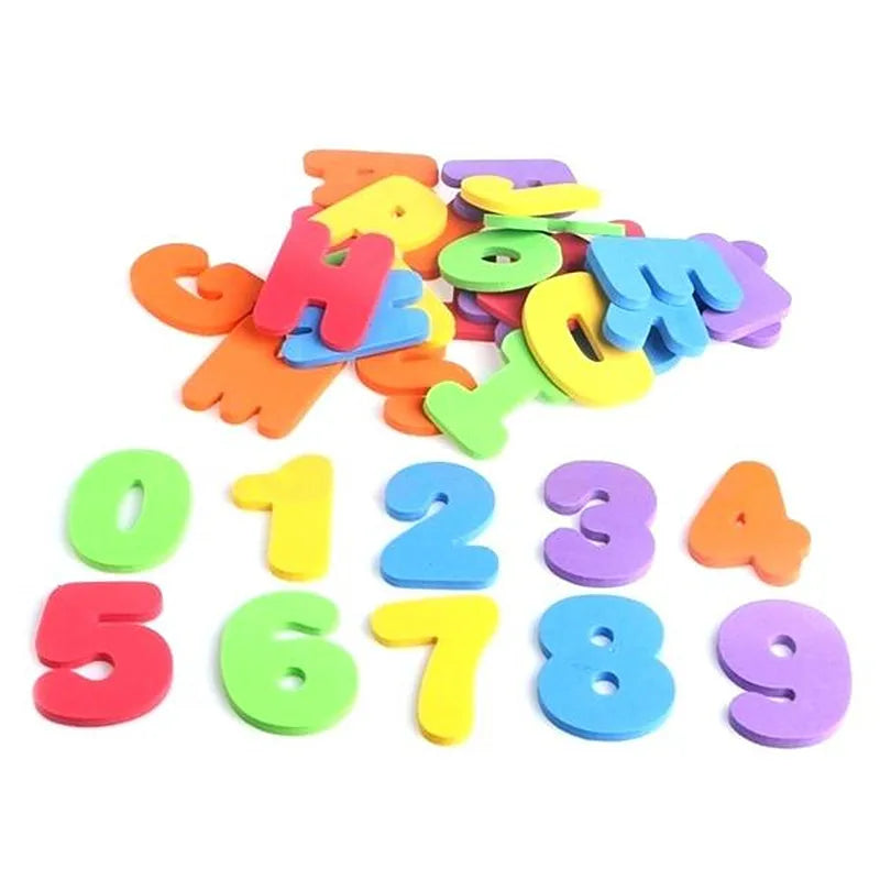 36-piece EVA foam educational bath letters and numbers set in bright assorted colors — view 5