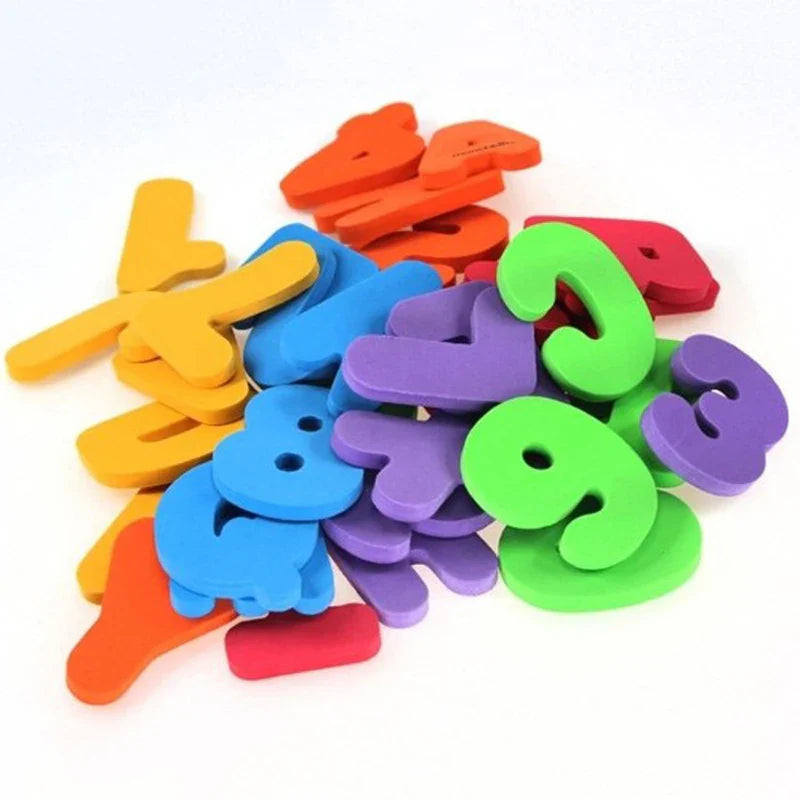 36-piece EVA foam educational bath letters and numbers set in bright assorted colors — view 4