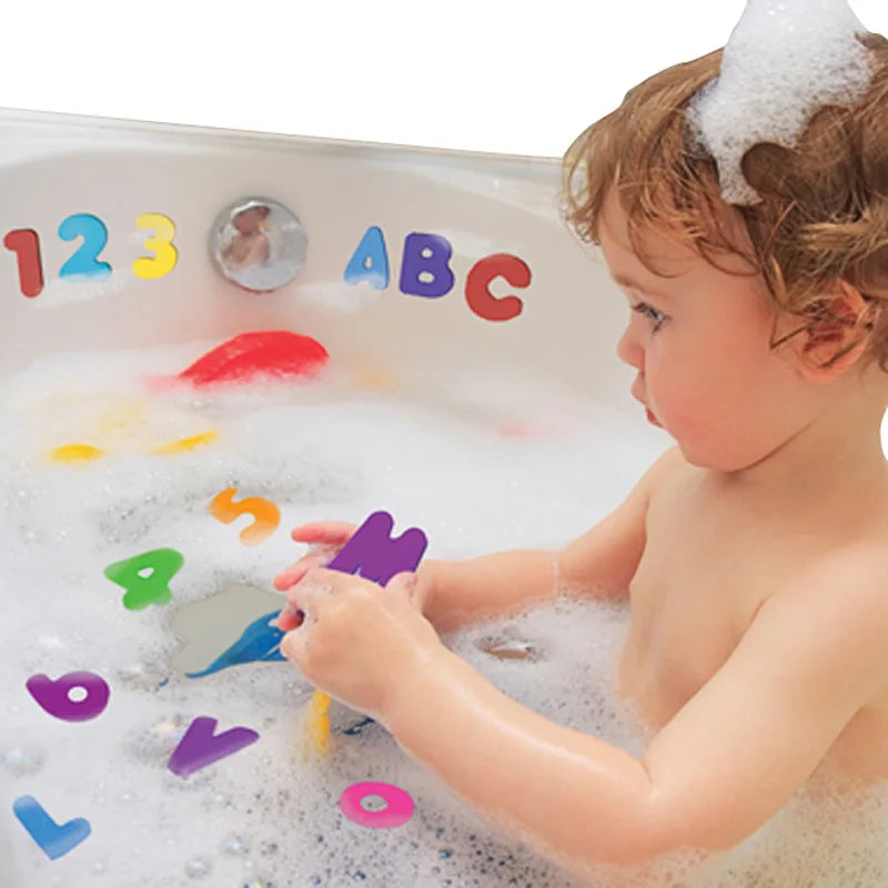 36-piece EVA foam educational bath letters and numbers set in bright assorted colors — view 2