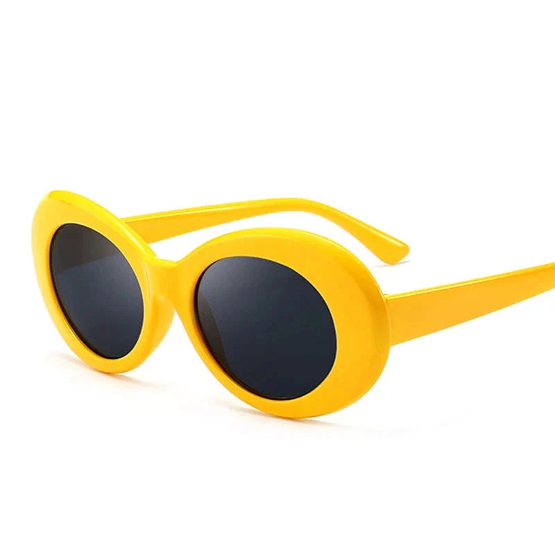 Vibrant Yellow Oval Sunglasses-1
