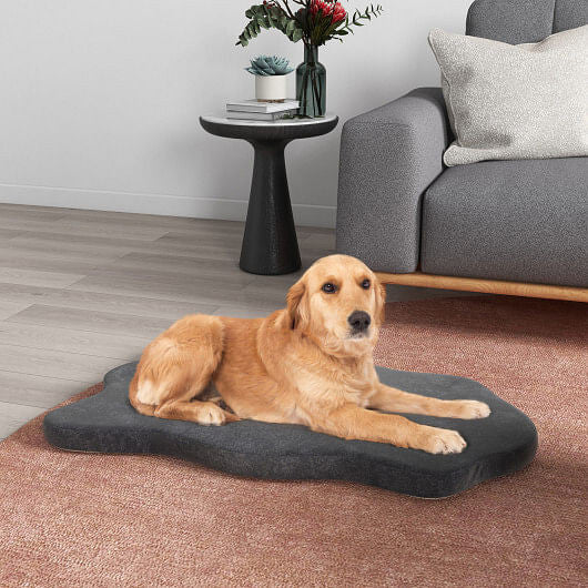 Gray orthopedic memory foam dog bed for large dogs with soft textured sleep surface — view 3