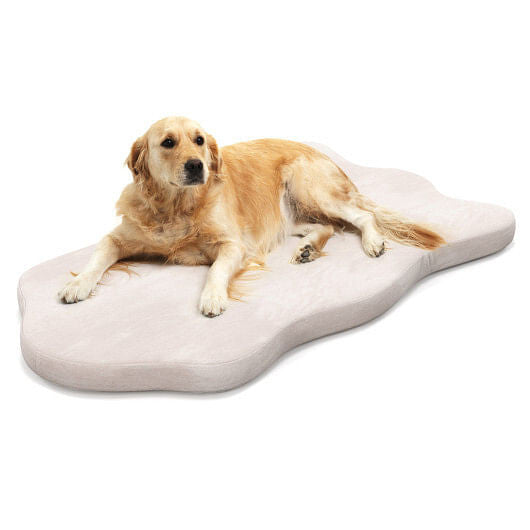 Gray orthopedic memory foam dog bed for large dogs with soft textured sleep surface — view 2