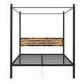 Rustic metal canopy bed frame with headboard and twelve inches of under bed storage space