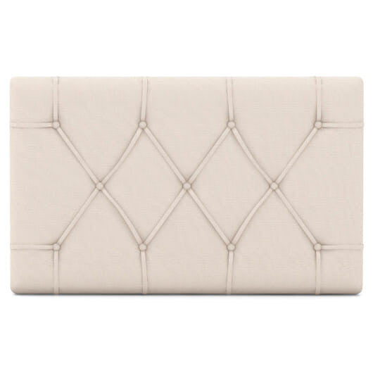 Beige twin upholstered headboard with button tufted design and fabric cover for bed frames — view 3
