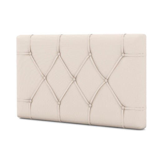 Beige twin upholstered headboard with button tufted design and fabric cover for bed frames — view 5