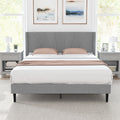 Twin wingback bed frame in linen upholstery with quilted headboard and sturdy solid wood legs