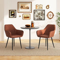 Coffee leisure dining chair set of two with curved backrest, wide seat, and metal legs