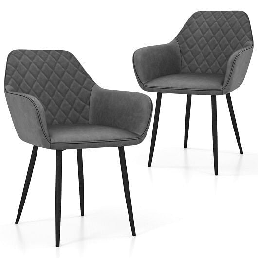 Coffee leisure dining chair set of two with curved backrest, wide seat, and metal legs — view 5