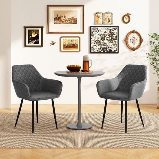 Coffee leisure dining chair set of two with curved backrest, wide seat, and metal legs — view 6