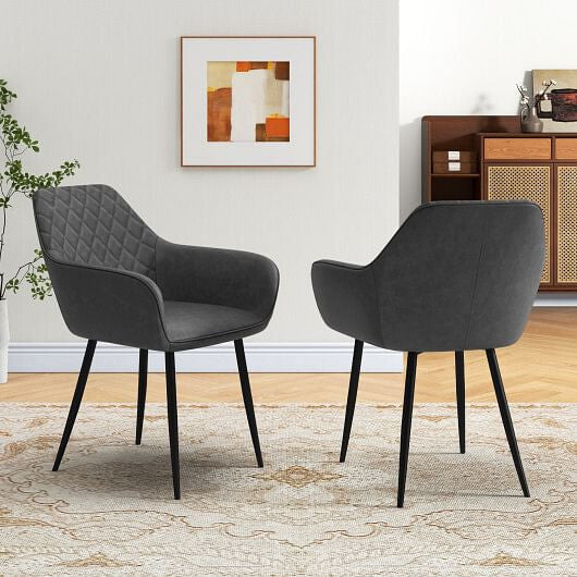 Coffee leisure dining chair set of two with curved backrest, wide seat, and metal legs — view 7