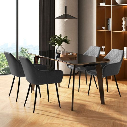 Coffee leisure dining chair set of two with curved backrest, wide seat, and metal legs — view 9