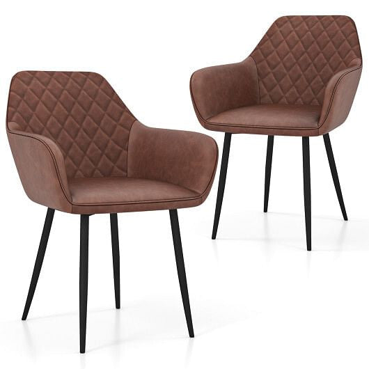 Coffee leisure dining chair set of two with curved backrest, wide seat, and metal legs — view 10