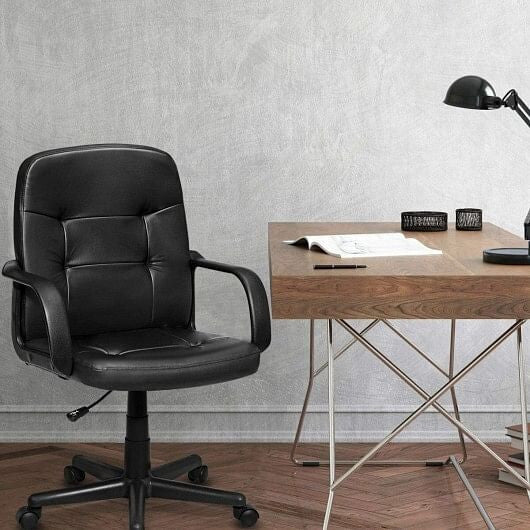 Ergonomic high-back office chair with ribbed stitching, chrome armrests, and 360-degree swivel rolling wheels — view 5