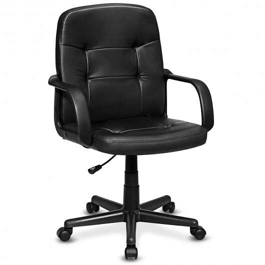 Ergonomic high-back office chair with ribbed stitching, chrome armrests, and 360-degree swivel rolling wheels — view 6