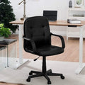 Ergonomic high-back office chair with ribbed stitching, chrome armrests, and 360-degree swivel rolling wheels