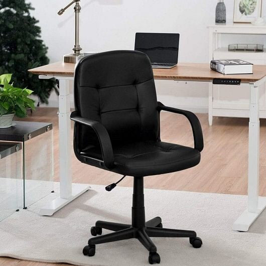 Ergonomic high-back office chair with ribbed stitching, chrome armrests, and 360-degree swivel rolling wheels