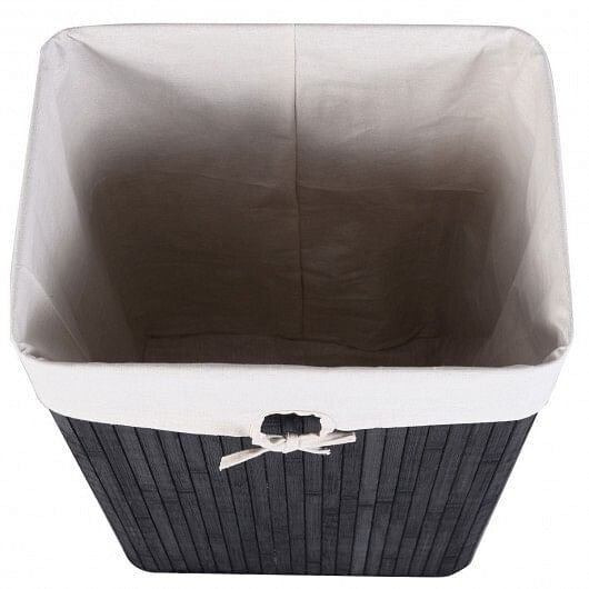 Natural bamboo laundry hamper with robust lid, PU handles, and detachable cotton inner pocket. — view 4