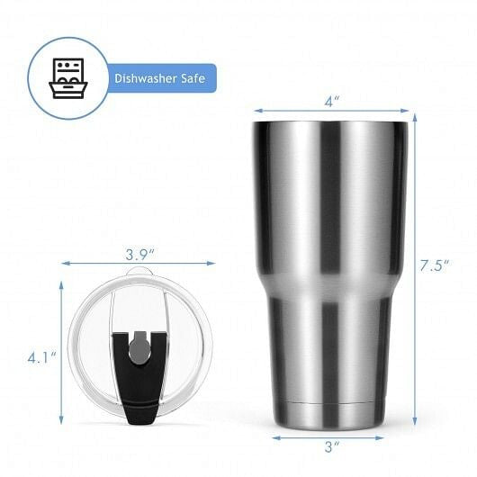 30oz stainless steel double-walled insulated tumbler cup with spill-resistant lid for hot and cold drinks — view 5