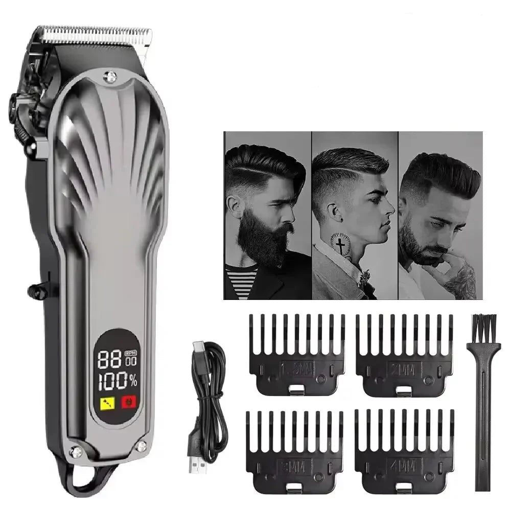 Cordless black hair and beard trimmer grooming tool for men with precision blades