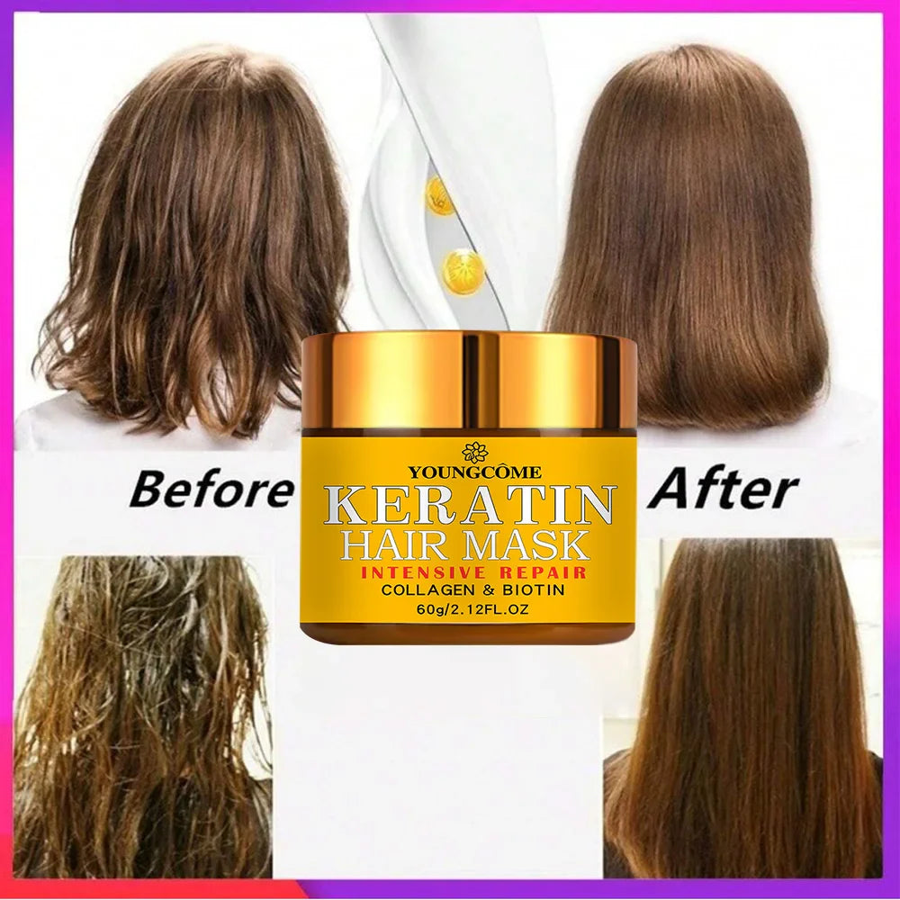 Jar of biotin and collagen keratin hair mask cream for dry and damaged hair treatment — view 3
