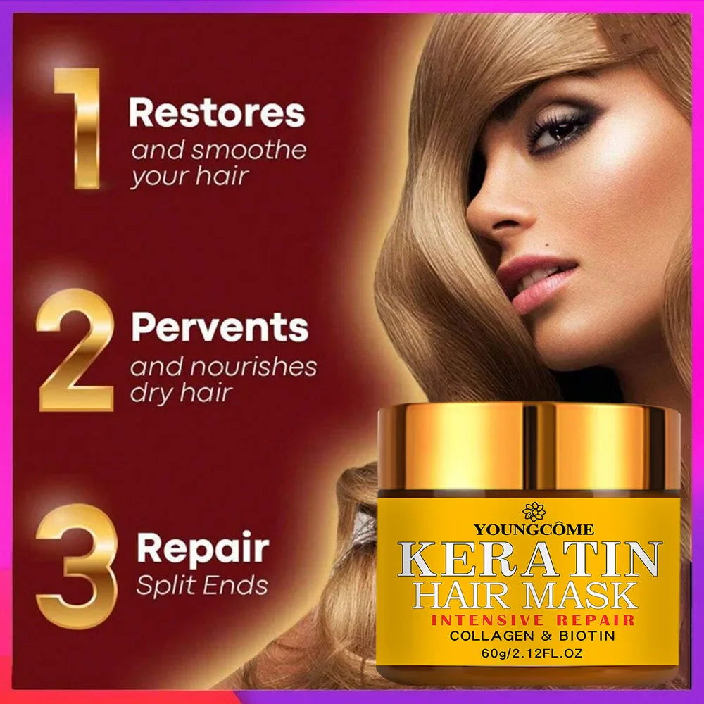 Jar of biotin and collagen keratin hair mask cream for dry and damaged hair treatment — view 4