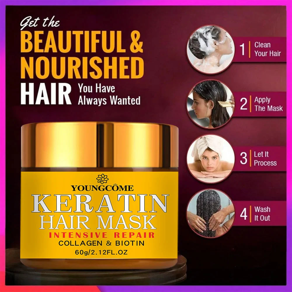 Jar of biotin and collagen keratin hair mask cream for dry and damaged hair treatment — view 5