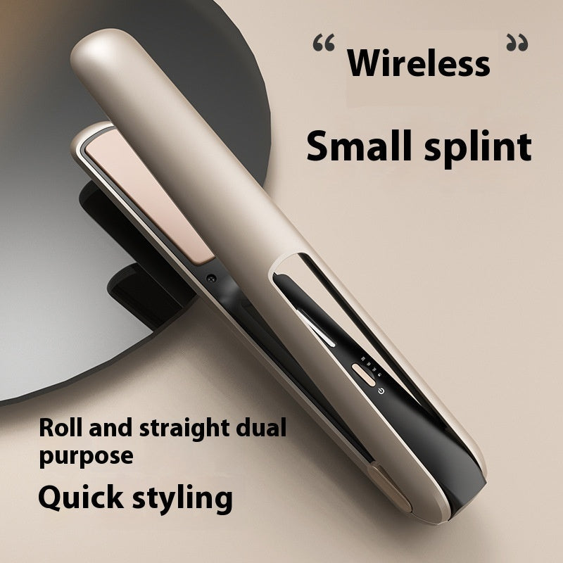 Wireless hair straightener in stylish pink finish with sleek heating plates for straightening and curling — view 2