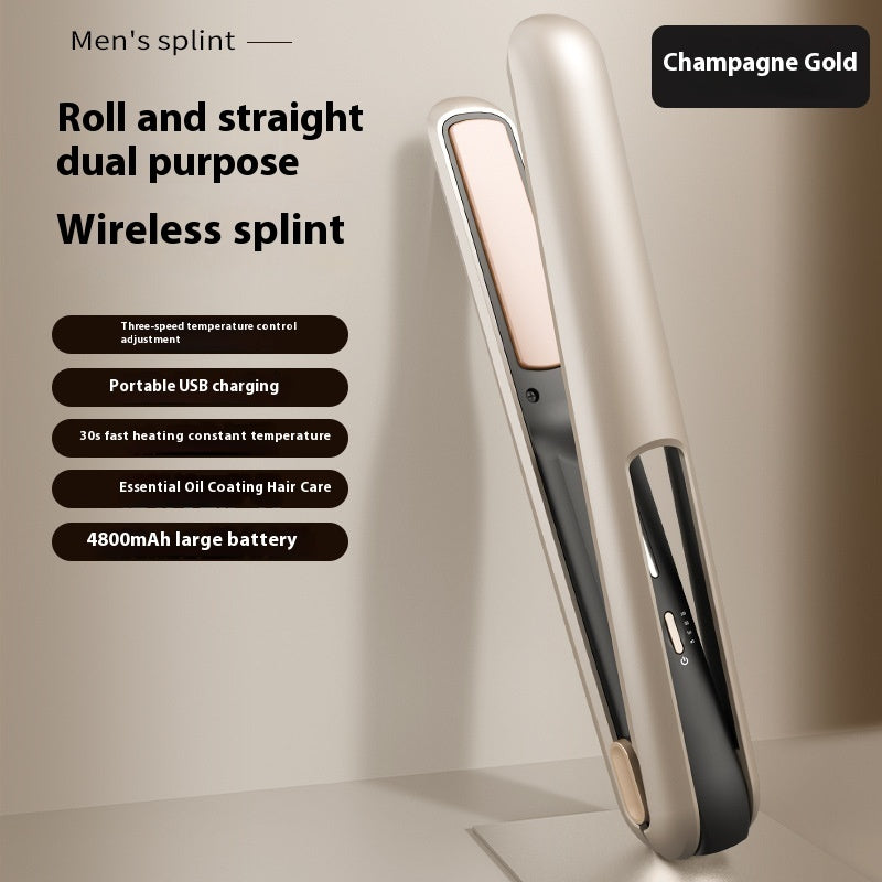Wireless hair straightener in stylish pink finish with sleek heating plates for straightening and curling — view 4