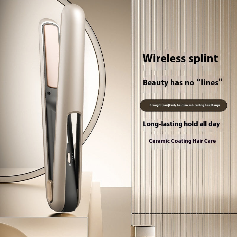 Wireless hair straightener in stylish pink finish with sleek heating plates for straightening and curling — view 5