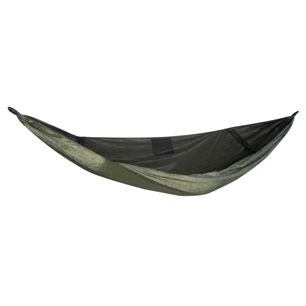 Portable camping hammock in ripstop nylon with built-in mosquito net and aluminum support poles — view 5