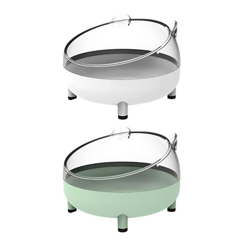 Small animal anti-tip hamster food bowl with curved rim and non-slip base in green or white — view 2