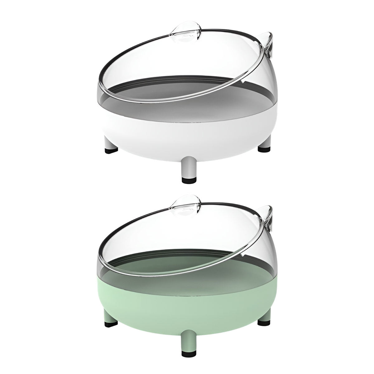Small animal anti-tip hamster food bowl with curved rim and non-slip base in green or white — view 2