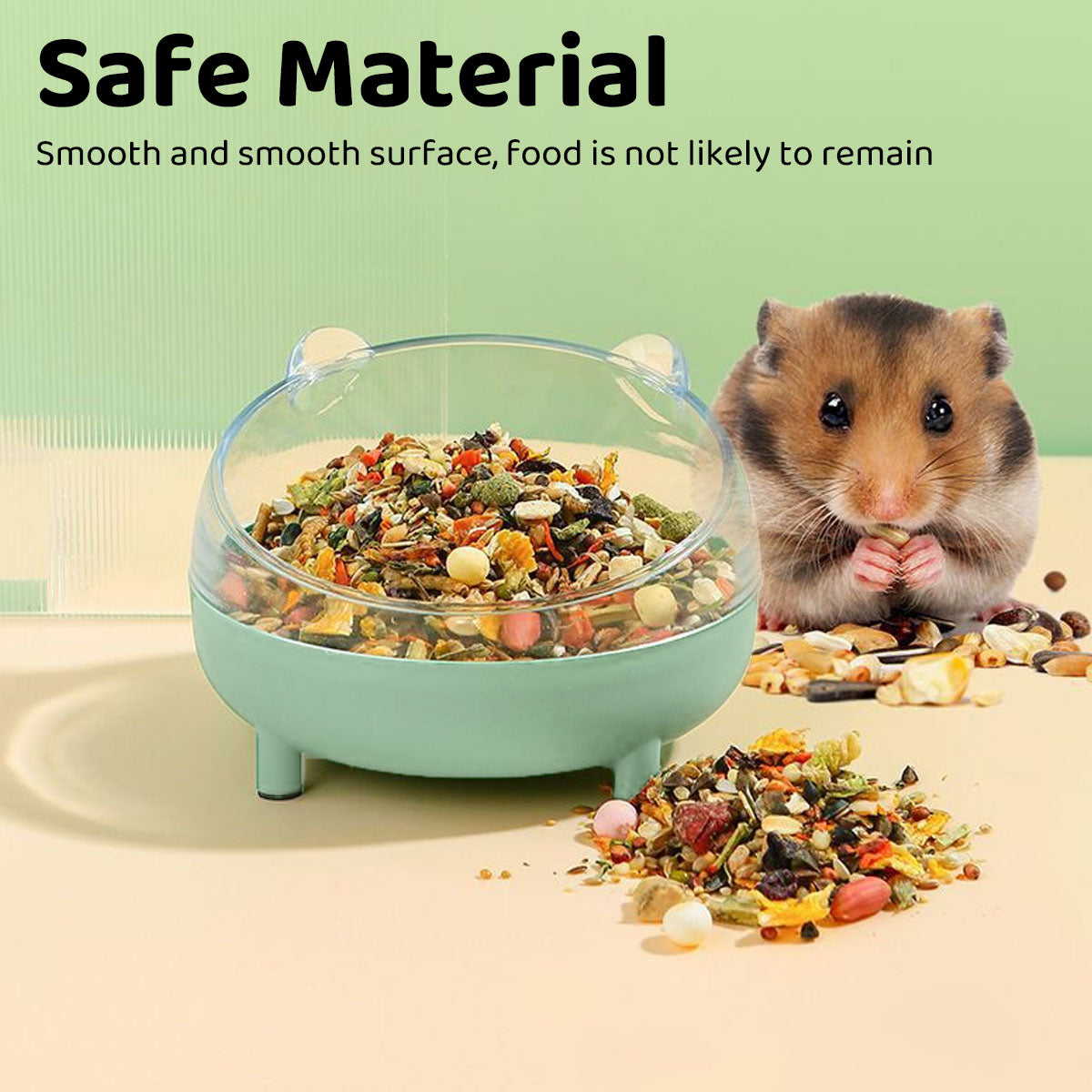 Small animal anti-tip hamster food bowl with curved rim and non-slip base in green or white — view 4