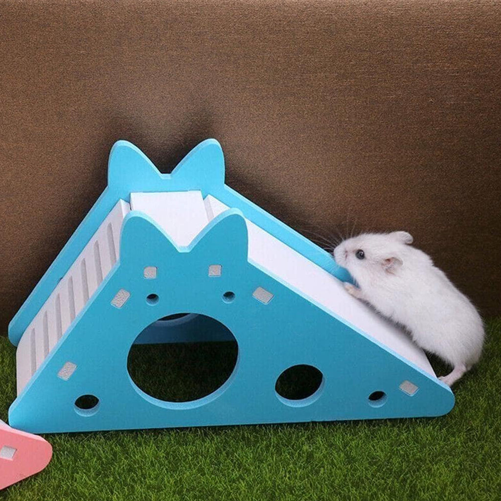 Hamster toy house with slide in pink and blue PVC for small animal habitats — view 4