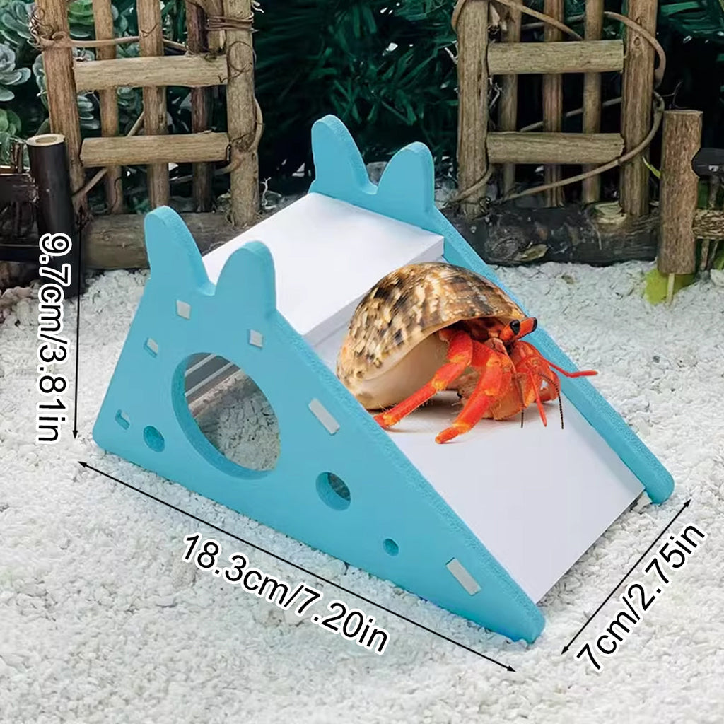 Hamster toy house with slide in pink and blue PVC for small animal habitats — view 3