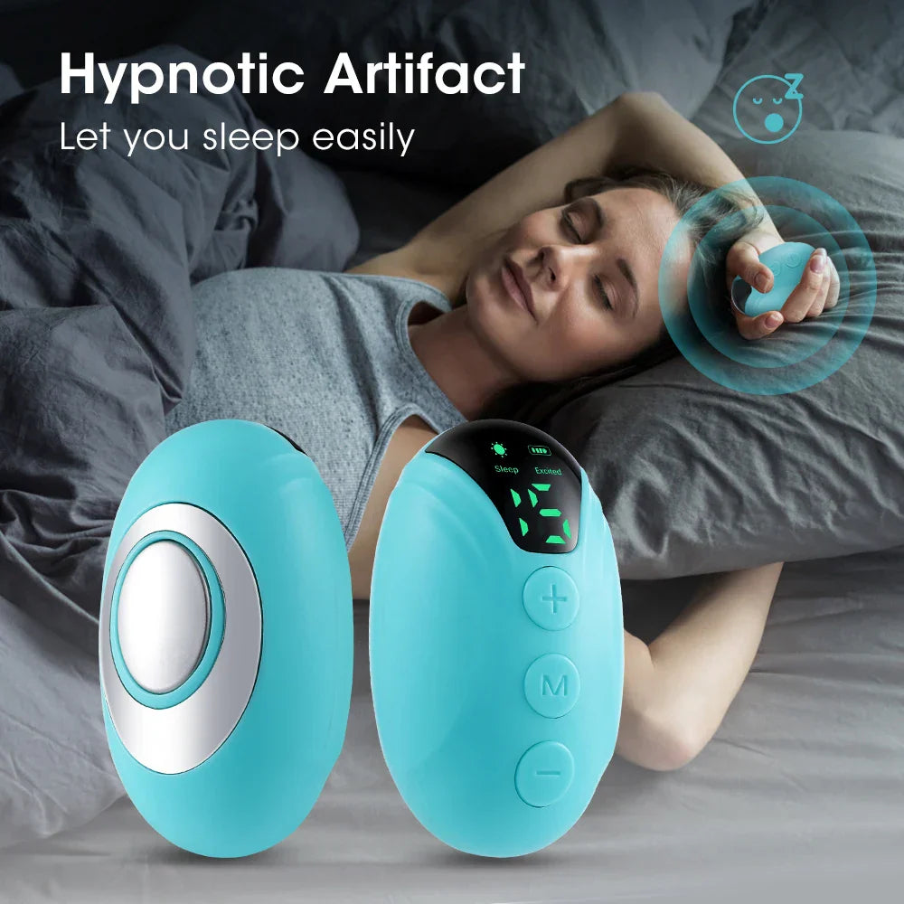 Green handheld sleep aid device with stainless steel node for insomnia and anxiety relief therapy — view 2
