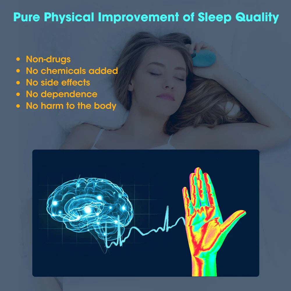 Green handheld sleep aid device with stainless steel node for insomnia and anxiety relief therapy — view 4