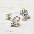 4mm Handmade Silver Crystal Spiral Ear Studs-5