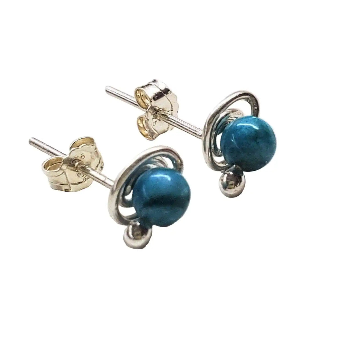 4mm Handmade Silver Crystal Spiral Ear Studs-4