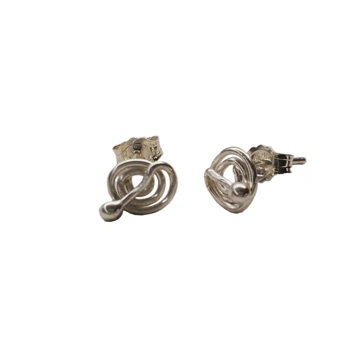 4mm Handmade Silver Crystal Spiral Ear Studs-1