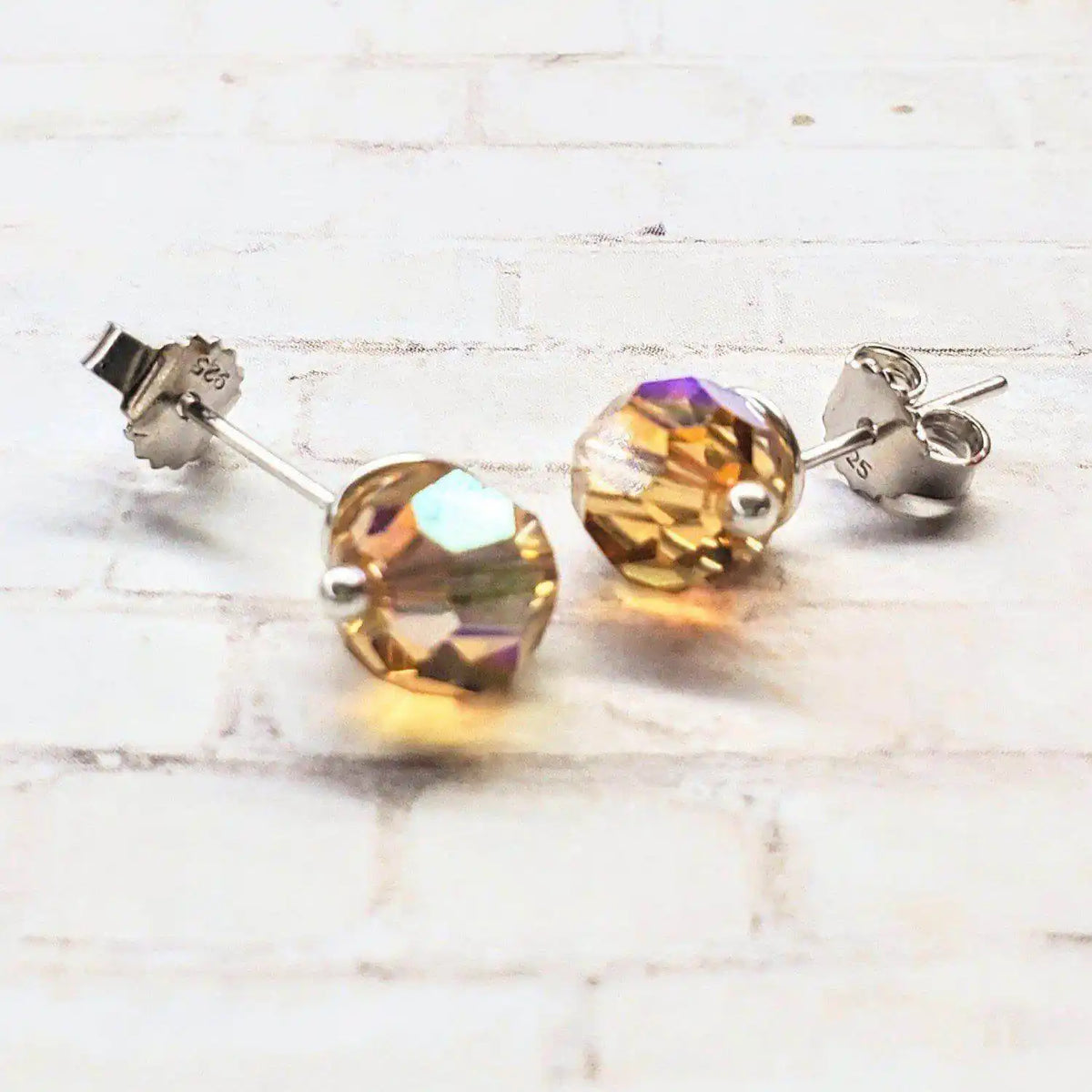 4mm Handmade Silver Crystal Spiral Ear Studs-7