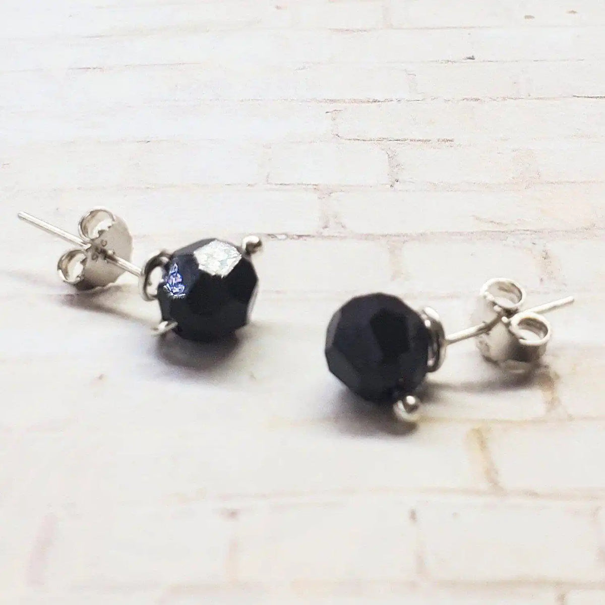 4mm Handmade Silver Crystal Spiral Ear Studs-8